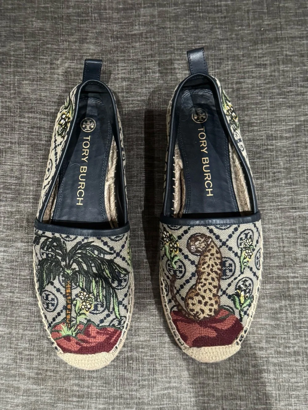 Tory Burch Cheetah Needlepoint Platform Espadrille